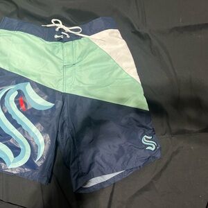 NHL Men's Swim Shorts - Navy, Mint, and White